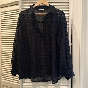 ASOS curve sheer button down blouse